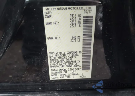 2017 Nissan Altima 2.5 Sv z USA, uszkodzony, nr VIN 1N4AL3AP0HC256602